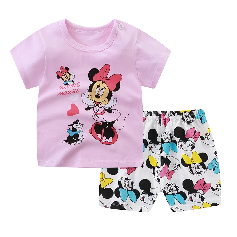 

2022 Summer Baby Girl clothes Set Cartoon Minnie short sleeve cotton girls Outfits for 0-3year Kids Clothes