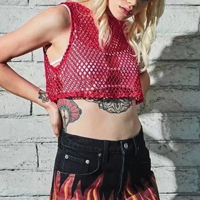 Sexy Black/Red Hollow Out Crop Top 2023 Mesh T-Shirt Female Loose Fashion Summer Basic Tops For Women Fishnet Shirts
Sexy Black/Red Hollow Out Crop Top 2023 Mesh T-Shirt Female Loose Fashion Summer Basic Tops For Women Fishnet Shirts