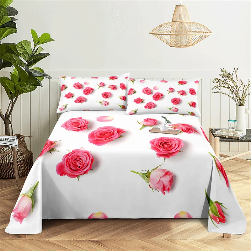 

Home Bedsheets Pink Rose Single Bedsheet Fashion Design Flowers Sheets Queen Size Bed Sheets Set Bed Sheets and Pillowcases