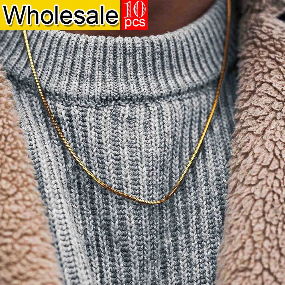 Мужское ожерелье из нержавеющей стали, золотистая цепочка, водонепроницаемая, не выцветающая, простая и универсальная, модная новинка, ювелирные изделия, 10 шт., оптовая продажа 
Мужское ожерелье из нержавеющей стали, золотистая цепочка, водонепроницаемая, не выцветающая, простая и универсальная, модная новинка, ювелирные изделия, 10 шт., оптовая продажа