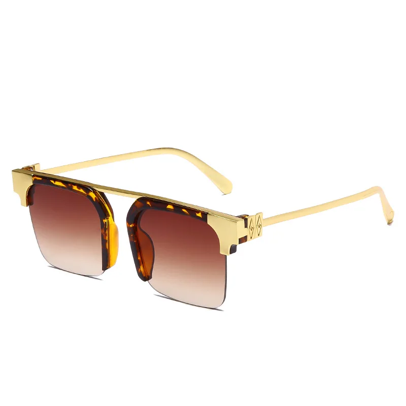 

Fashion Semi-rimless Classic Brand Sunglasses Men Women Alloy Big Square Sun Glasses Lady High Quality Shade UV400 Gafas De Sol