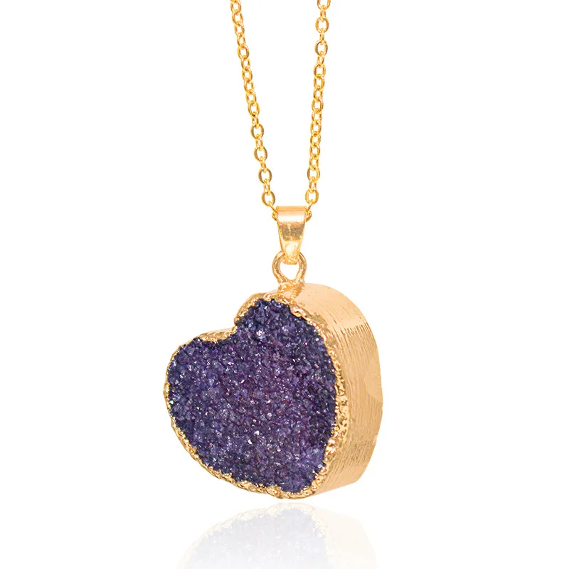 1Pcs Heart Shaped Druzy Stone Pendant Choker For Lovers Crystal Cluster Necklace Reiki Healing Women Jewelry Gifts Wholesale
1Pcs Heart Shaped Druzy Stone Pendant Choker For Lovers Crystal Cluster Necklace Reiki Healing Women Jewelry Gifts Wholesale
