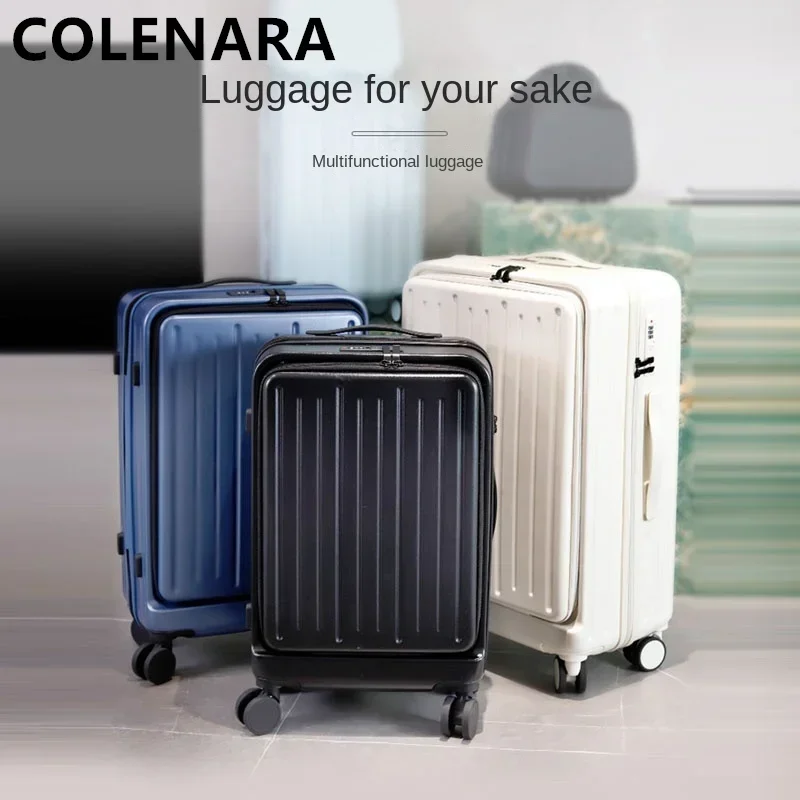 

COLENARA 20"22"24"26Inch ABS + PC Suitcase Front Opening Laptop Trolley Case USB Charging Boarding Box Carry-on Travel Luggage