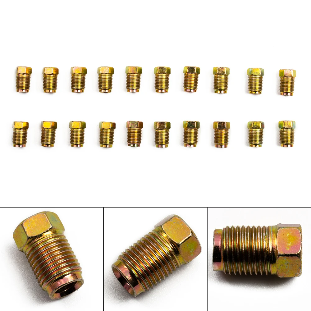 

20x Brake Line Fittings Nuts Male Metric Set Zinc 10mm*1mm For 3/16\" Tube Inverted Flares Parts Accessories Kit