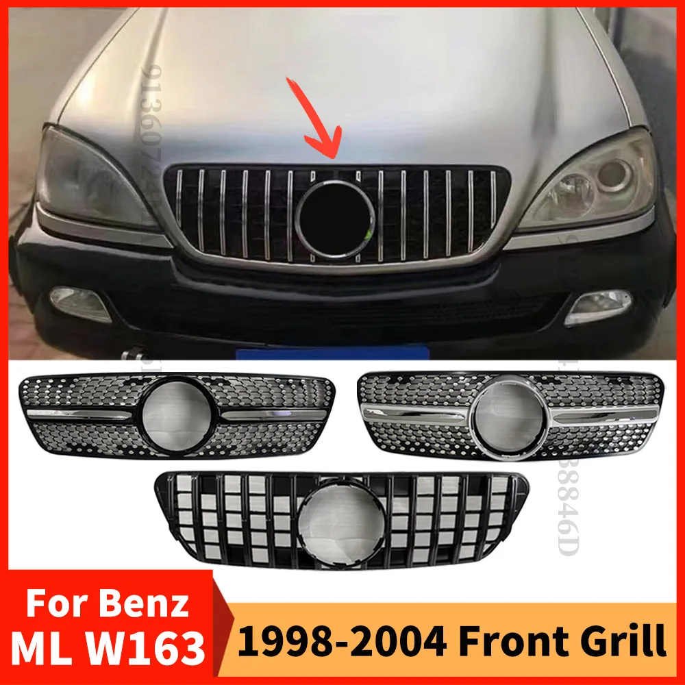 

Inlet Hood Mesh Front Radiator Grid Bumper Grille Racing Grill For Mercedes ML W163 Benz M ML320 ML350 1998-2004 Facelift Trim