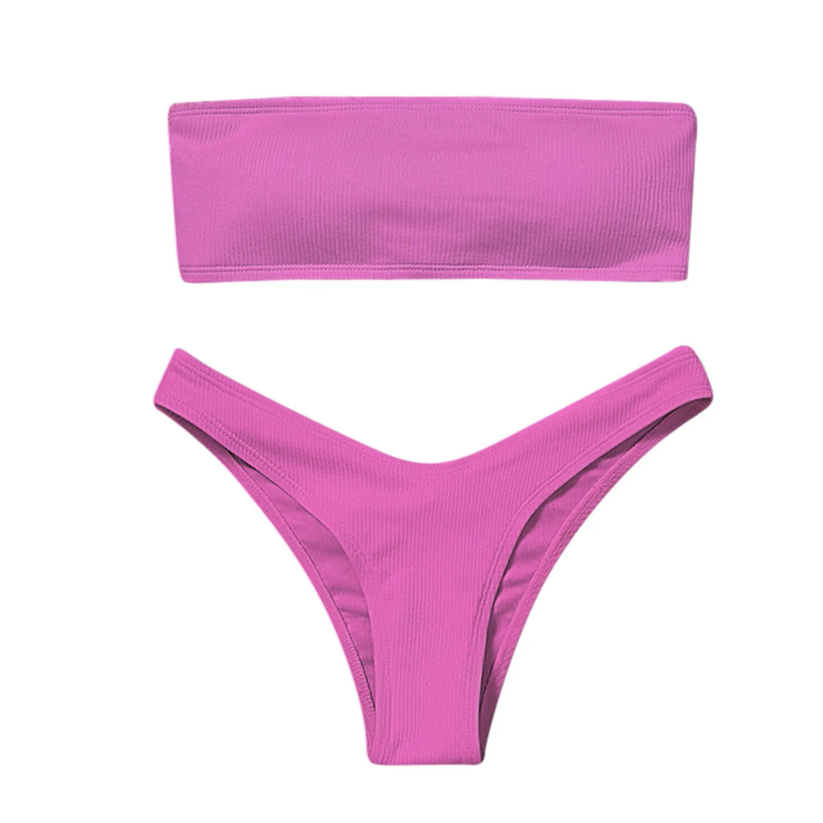 

Sexy Bandeau Bikinis Sets Thong Swimming Suit For Women Solid Color Strapless Two-Piece Swimwear Bathing Suit Biquinis Feminino