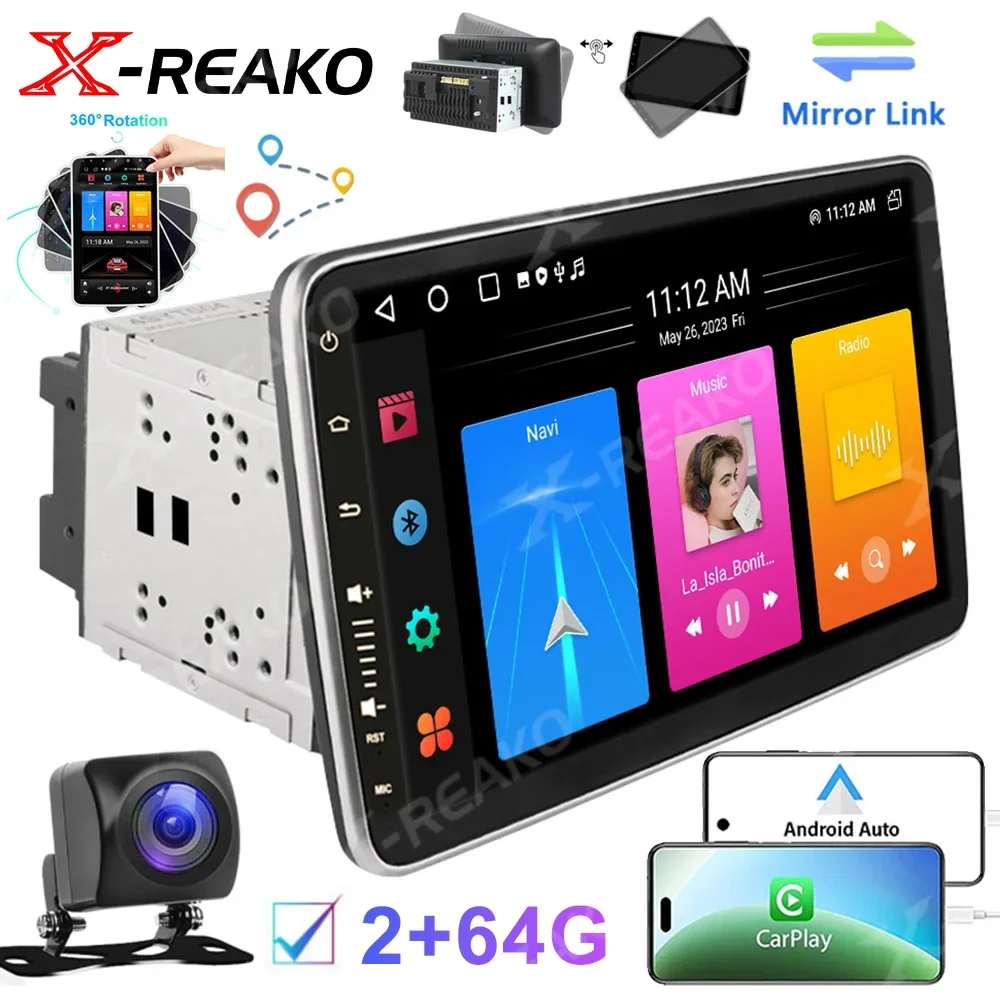 

X-REAKO 2Din Wireless CarPlay 360° Android AutoRadio Car Radio 9" Screen Intelligent Systems BT GPS Multimedia Player 2+32/2+64G