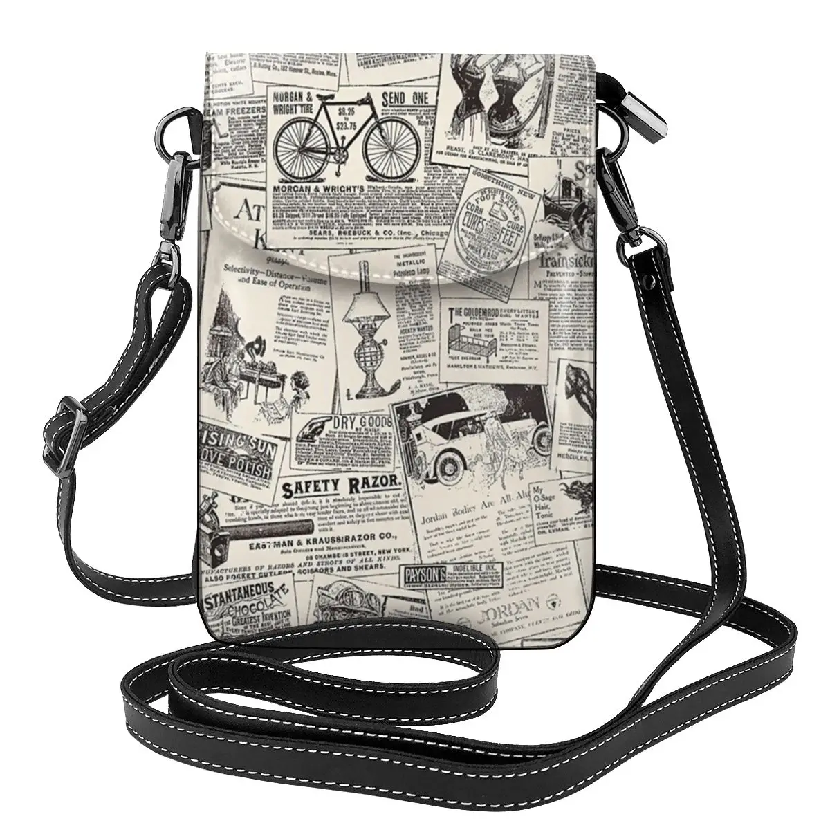 

Newspaper Print Shoulder Bag Media Newsletter Headlines Gifts Stylish Women Bags Leather Outdoor Female Purse