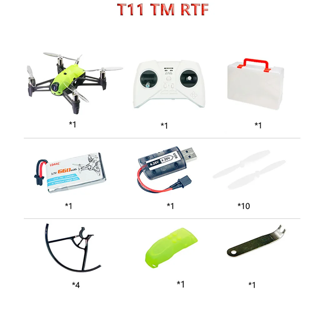 

LDARC T11 RTF PNP 1S Brushed 2 inch FPV RC Racing drone Quadscopter Toy Airplane Support Headless mode withTransmitter Radio