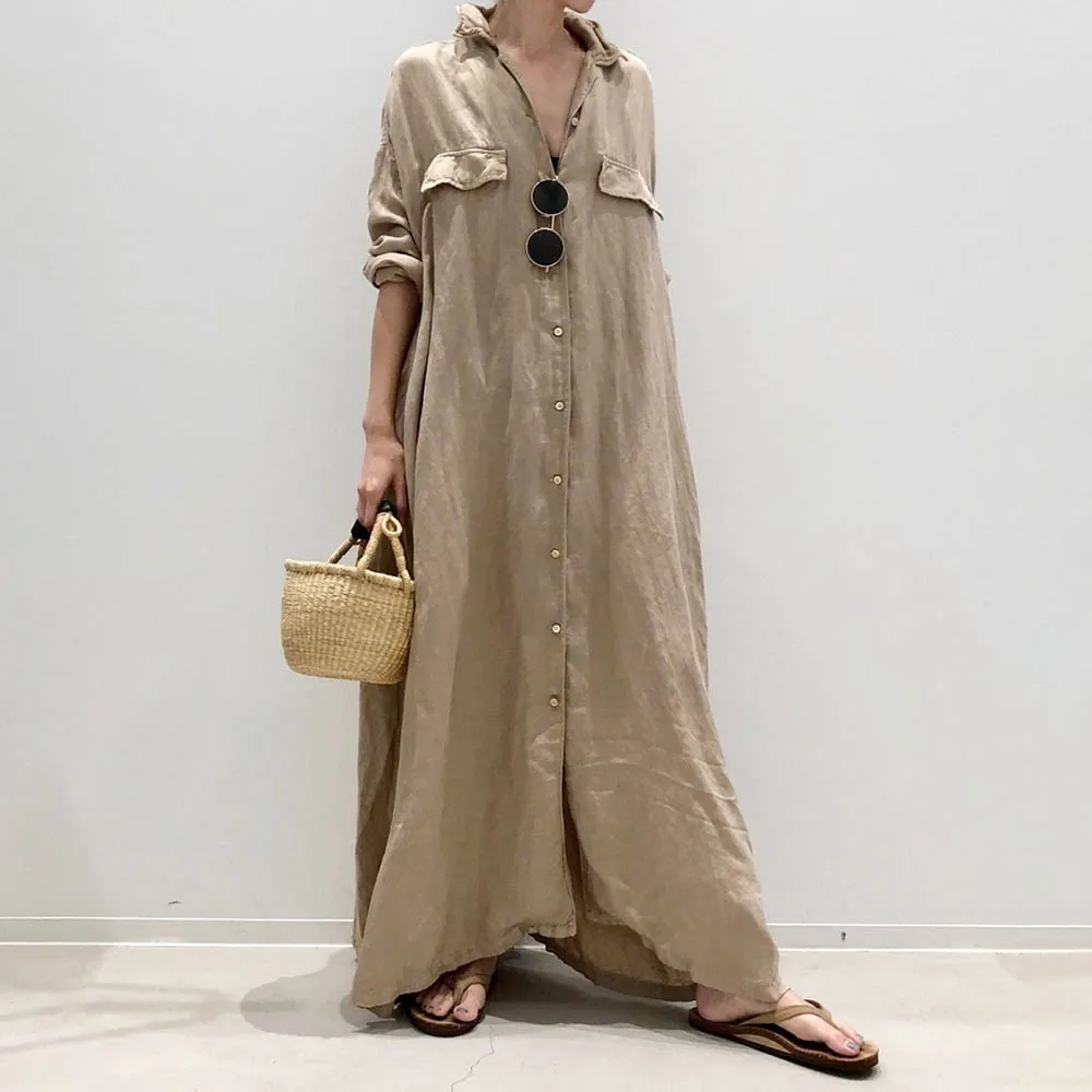 Womens Vintage Linen Long Dress Shirt Blouse Breathable Summer Maxi Dresses New 2022
Womens Vintage Linen Long Dress Shirt Blouse Breathable Summer Maxi Dresses New 2022