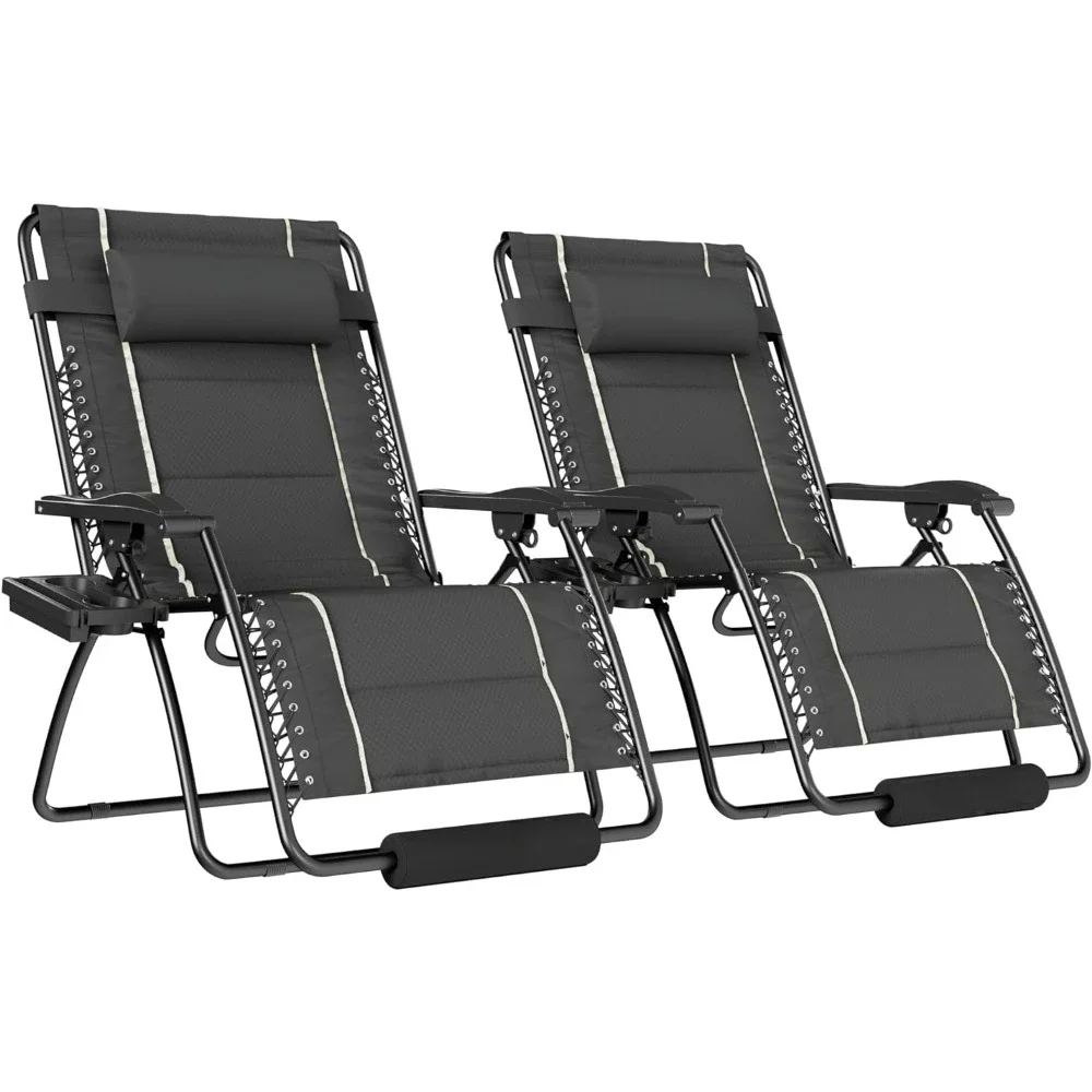 Zero Gravity Chair Set of 2 Outdoor Lounge Folding Adjustable Recliner with Cup Holder, Foot Rest & Padded Headrest
Zero Gravity Chair Set of 2 Outdoor Lounge Folding Adjustable Recliner with Cup Holder, Foot Rest & Padded Headrest