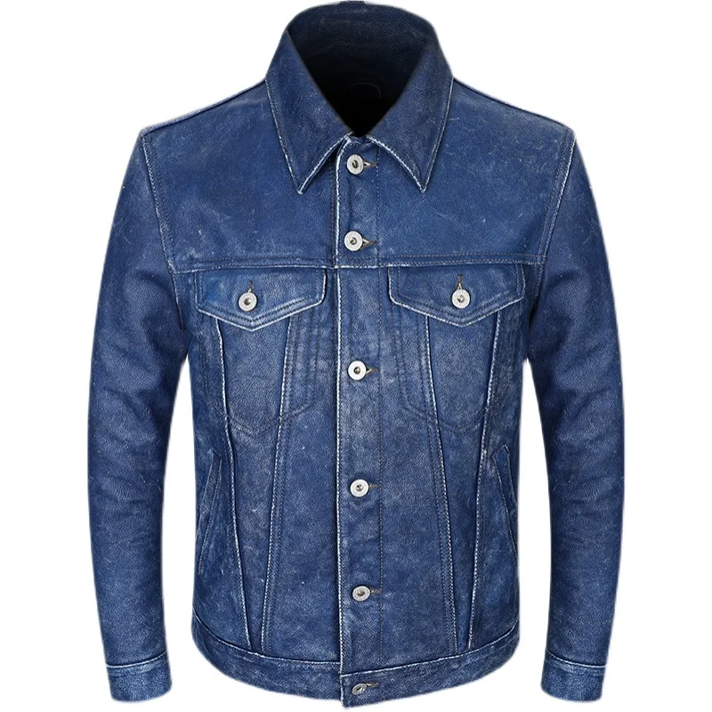 Vintage Blue Spring Men's Jacket Casual Style Plus Size 4XL Natural Cowhide Autumn Slim Fit Short Genuine Leather Coats
Vintage Blue Spring Men's Jacket Casual Style Plus Size 4XL Natural Cowhide Autumn Slim Fit Short Genuine Leather Coats
