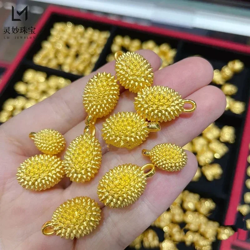 

100% Plated Real 999 Gold 18k Net Red Durian Pendant Necklace Collar Chain Diy Beads Accessories Never Fade Gifts To Girlfriend