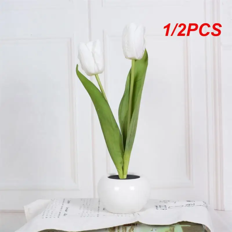 

1/2PCS Tulip LED Flower Table Lamp Simulation Night Light Home Decoration Atmosphere Lamp Romantic Potted Gift for Office Room