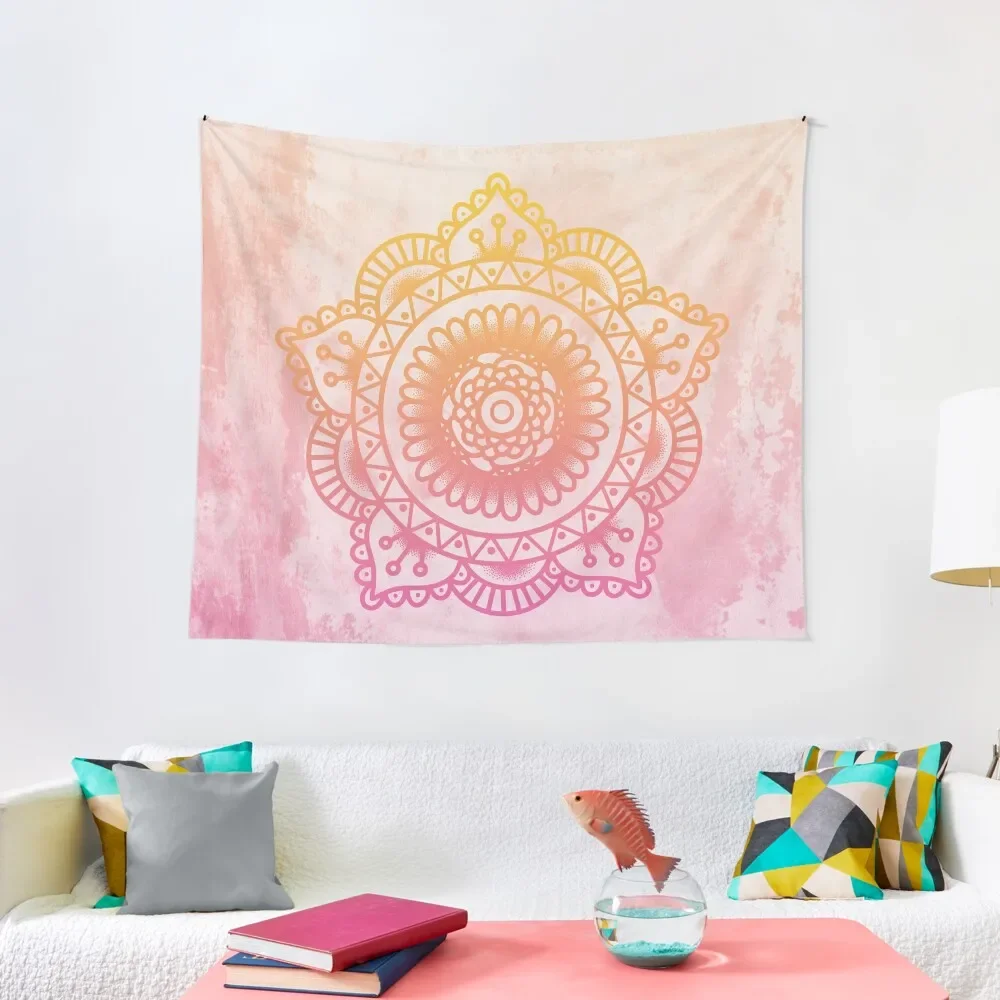 

Boho Pink and Yellow Mandala Tapestry Room Decoration Accessories Bedrooms Decorations Hanging Wall On The Wall Tapestry