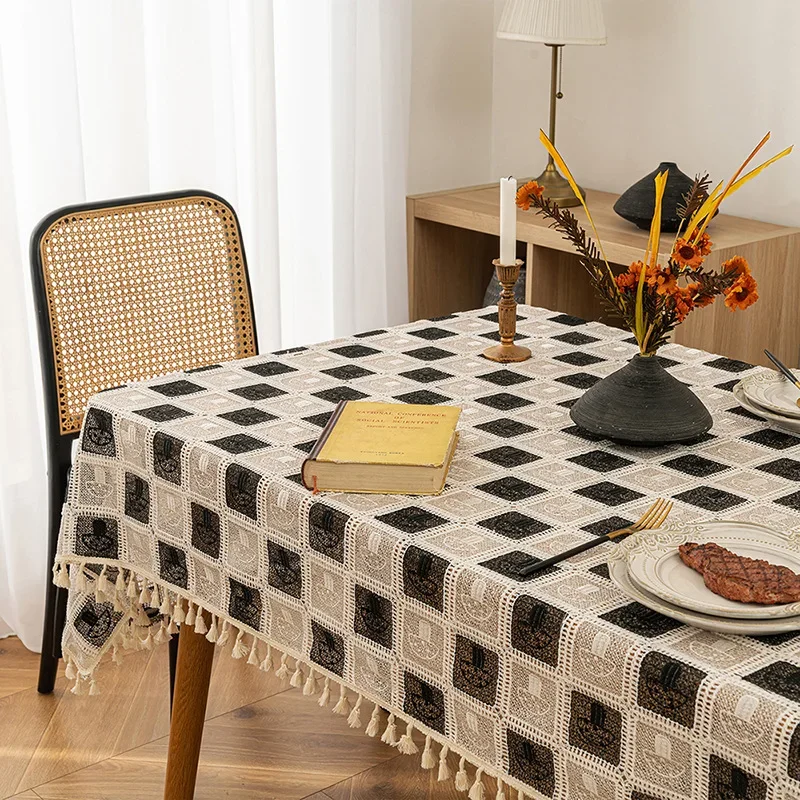 Checkerboard Hollow Tablecloth Tassel Table Mat Cover Cloth Rectangular Cross Border Jacquard
Checkerboard Hollow Tablecloth Tassel Table Mat Cover Cloth Rectangular Cross Border Jacquard
