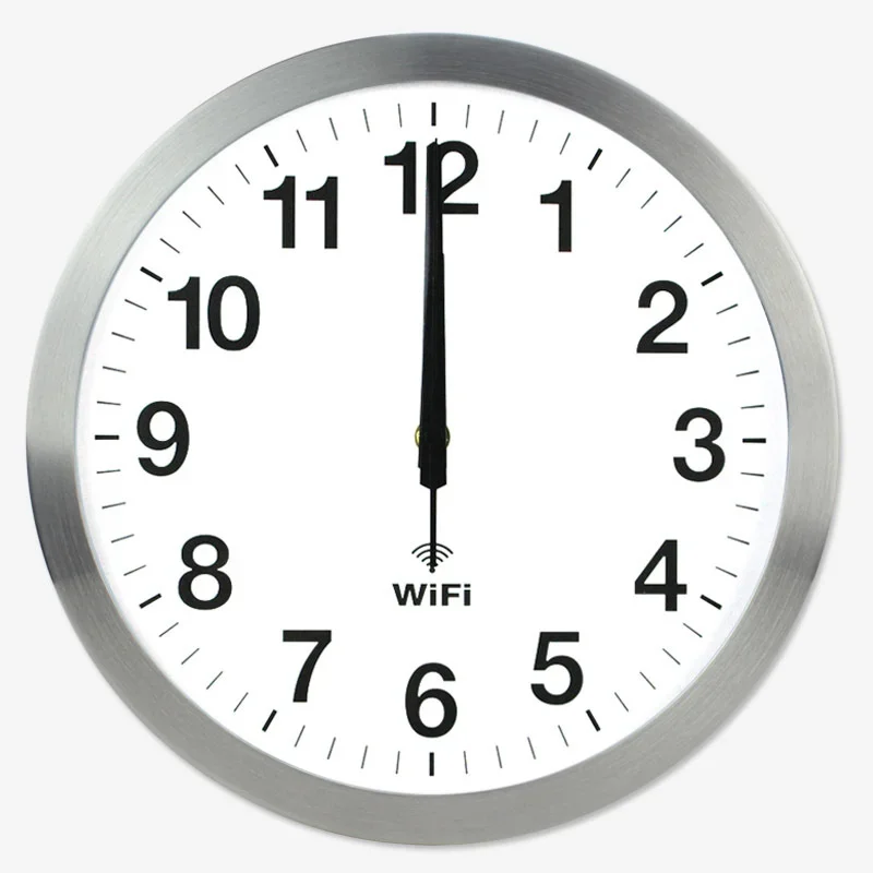 

Современные минималистичные домашние часы, декоративные умные сетевые часы с Wi-Fi и автоматической синхронизацией времени, бесшумные настенные часы 12 дюймов