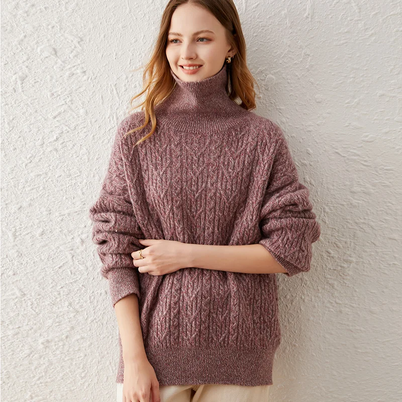 Women's High Collar Thickened Loose Cashmere Sweater Pure Cashmere Autumn and Winter New Knitting Warm Pullover Sweater
Women's High Collar Thickened Loose Cashmere Sweater Pure Cashmere Autumn and Winter New Knitting Warm Pullover Sweater