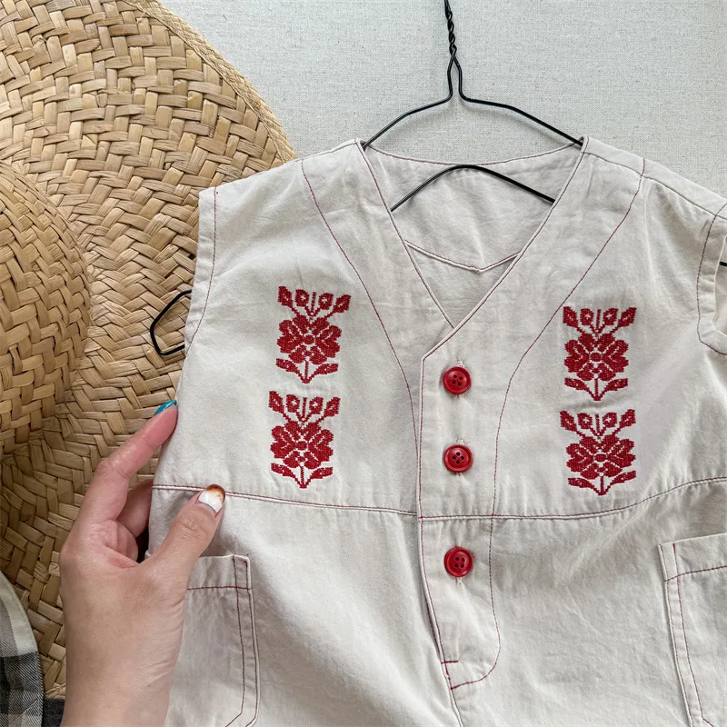 2025 Spring New Girls Overalls Loose Kids Jumpsuit Flower Embroidery Baby Bib Pants Children Casual Pants Infant Clothes 21 Sbc5718ad8d284e5b9317e21edb75eda95