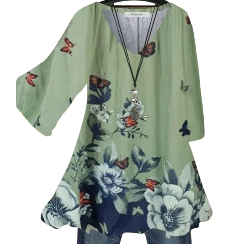 Summer Women Clothing XS-5XL Casual Loose Elegant T Shirt Printed Half Sleeve Tops Female V Neck Plus Size Blouse Office Lady
Summer Women Clothing XS-5XL Casual Loose Elegant T Shirt Printed Half Sleeve Tops Female V Neck Plus Size Blouse Office Lady