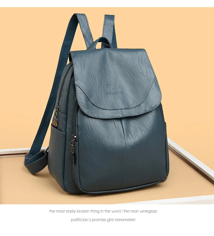 Women's Large Capacity Soft Leather Backpack Fashionable Versatile Travel Bag Urban Minimalist Style PU Material Zipper Opening Women's Large Capacity Soft Leather Backpack Fashionable Versatile Travel Bag Urban Minimalist Style PU Material Zipper Opening
