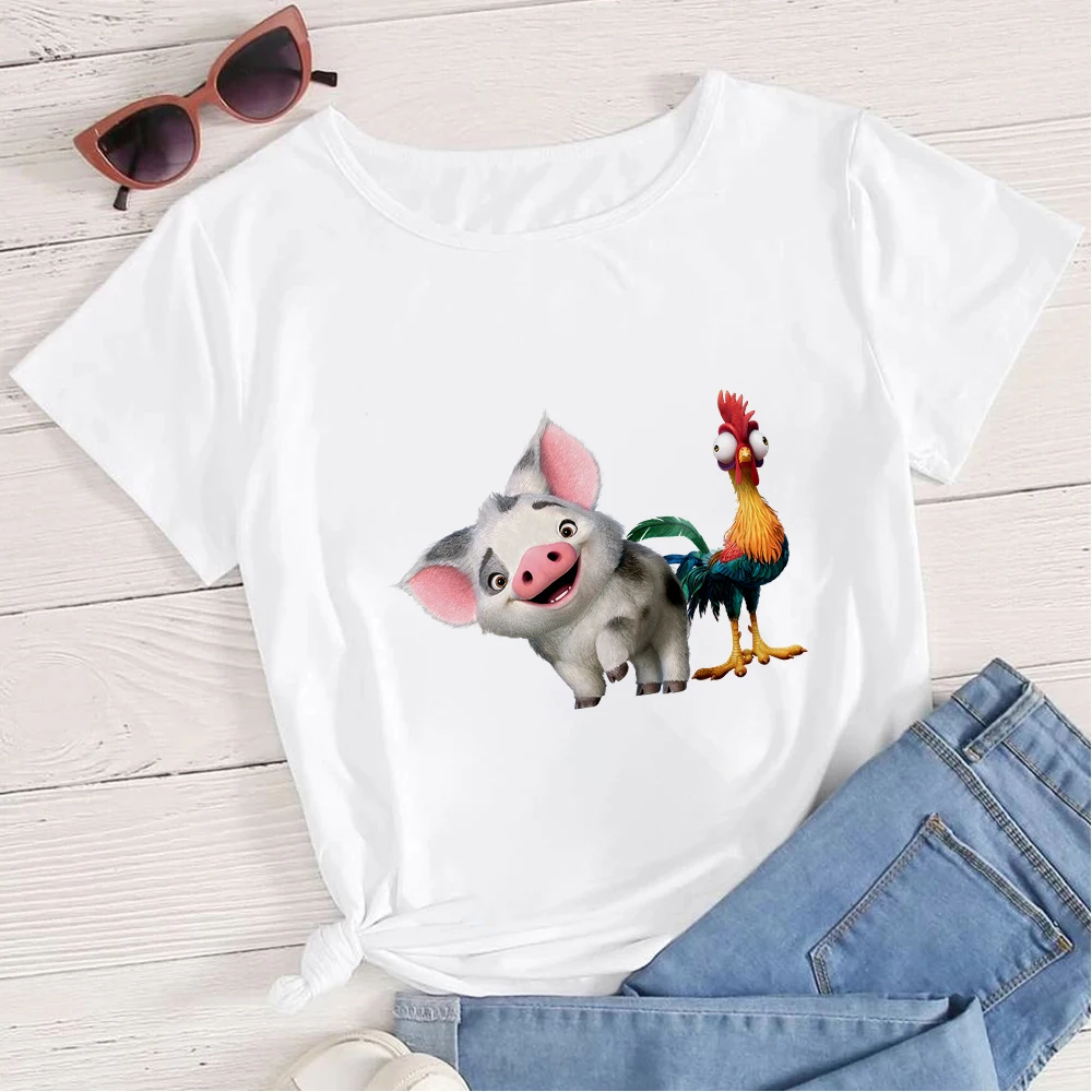 Disney Cartoon T-shirt Moana Cute Little Pig and Rooster Print Aestheitc Clothes for Women Kawaii Harajuku Casual Versatile Tops
Disney Cartoon T-shirt Moana Cute Little Pig and Rooster Print Aestheitc Clothes for Women Kawaii Harajuku Casual Versatile Tops