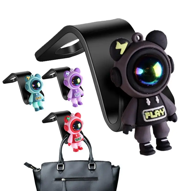 

Car Headrest Hook 4pcs Cartoon Bear Shape Sundries Wardrobe Hook Hooks For Headrest Car Seat Back Decorative Storage Supplies