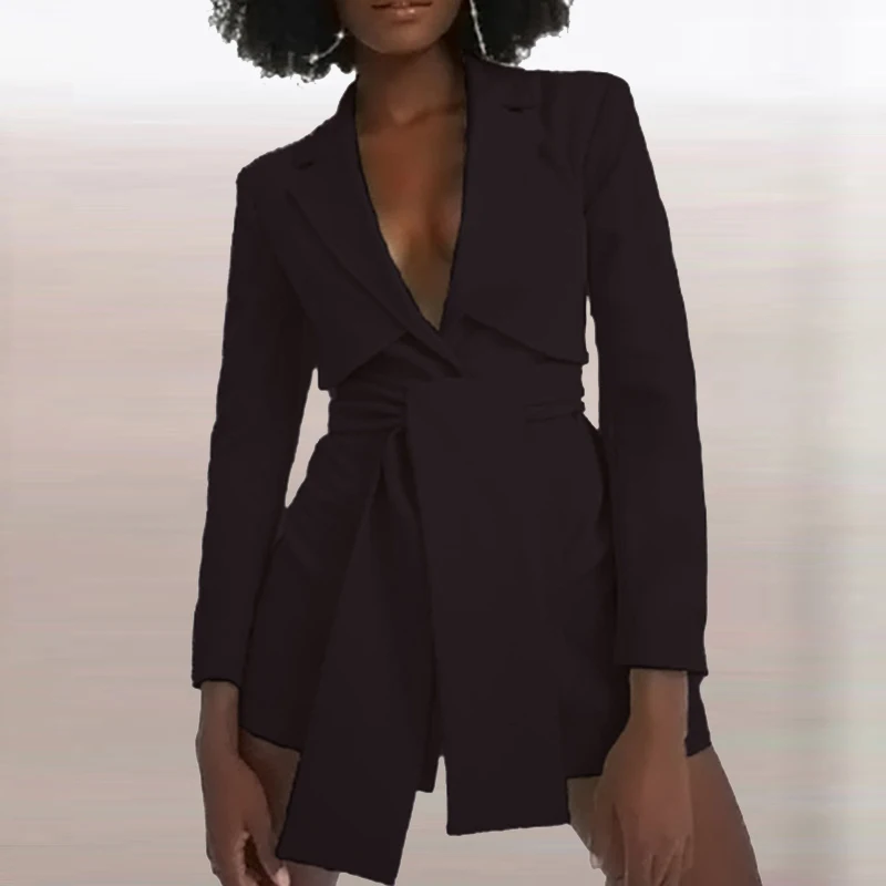 Женский офисный блейзер с воротником с лацканами, повседневный однотонный Кардиган с длинным рукавом, элегантные пальто на шнуровке с поясом, 2024
Женский офисный блейзер с воротником с лацканами, повседневный однотонный Кардиган с длинным рукавом, элегантные пальто на шнуровке с поясом, 2024