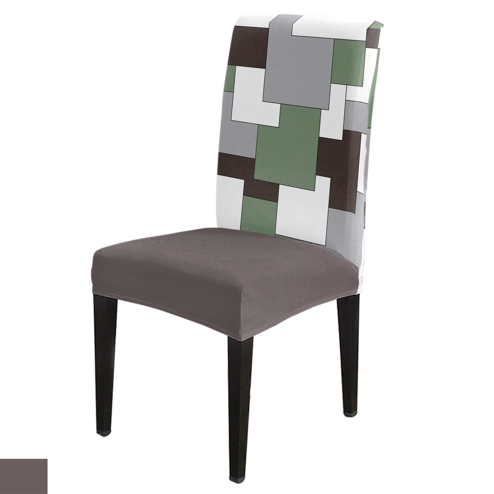 

Mid Century Green Grey White Patchwork Abstract Art Chair Cover Dining Spandex Stretch Seat Covers Home Office Chair Case Set