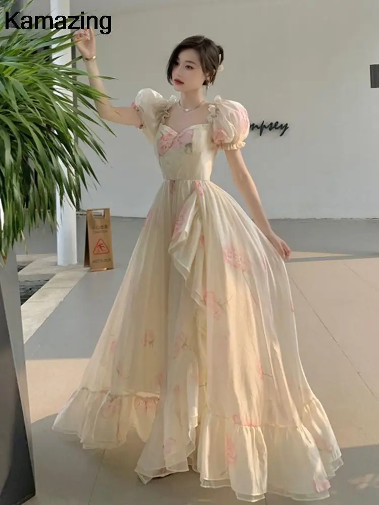 Vintage French Court Style Princess Dresses Women Elegant Puff Sleeve Birthday Party Robe Summer Ladies Print Ruffles Clothes
Vintage French Court Style Princess Dresses Women Elegant Puff Sleeve Birthday Party Robe Summer Ladies Print Ruffles Clothes