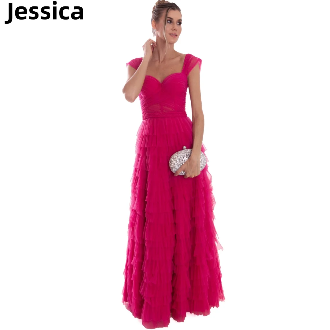 

Женское вечернее платье на тонких бретельках, розовое платье трапециевидной формы с V-образным вырезом, из тюля, для выпускного вечера