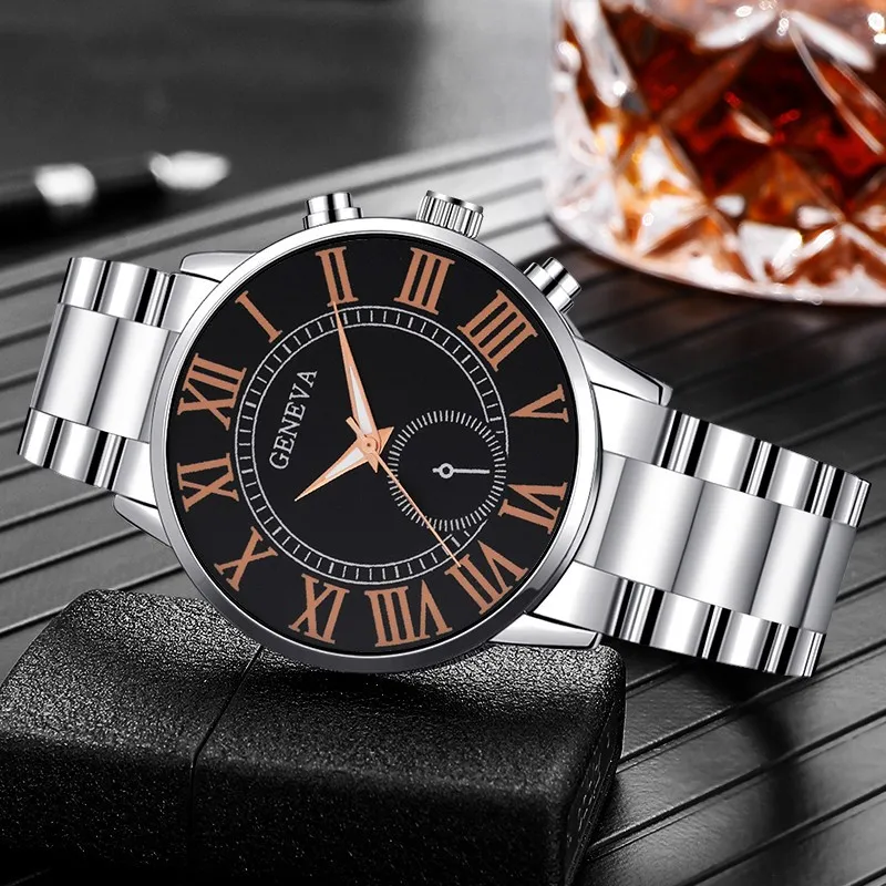 

Luxury Design Men's Watch High Quality Stainless Steel Business Wristwatch Classic Roman Numeral Analog Quartz Watches reloj