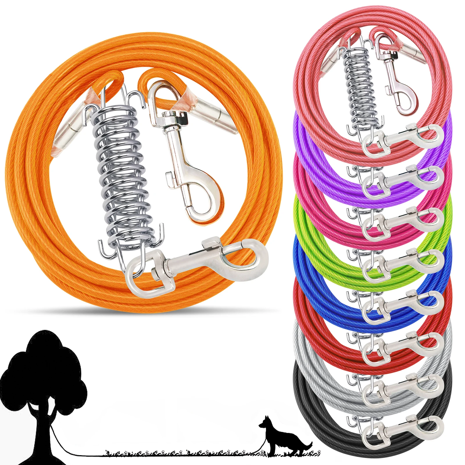 Extra Durable Dog Tie Out Cable with Shock Absorbing Spring Rotatable Hook Heavy Duty Anti-Rust Dog Chains Dual Aluminum
Extra Durable Dog Tie Out Cable with Shock Absorbing Spring Rotatable Hook Heavy Duty Anti-Rust Dog Chains Dual Aluminum
