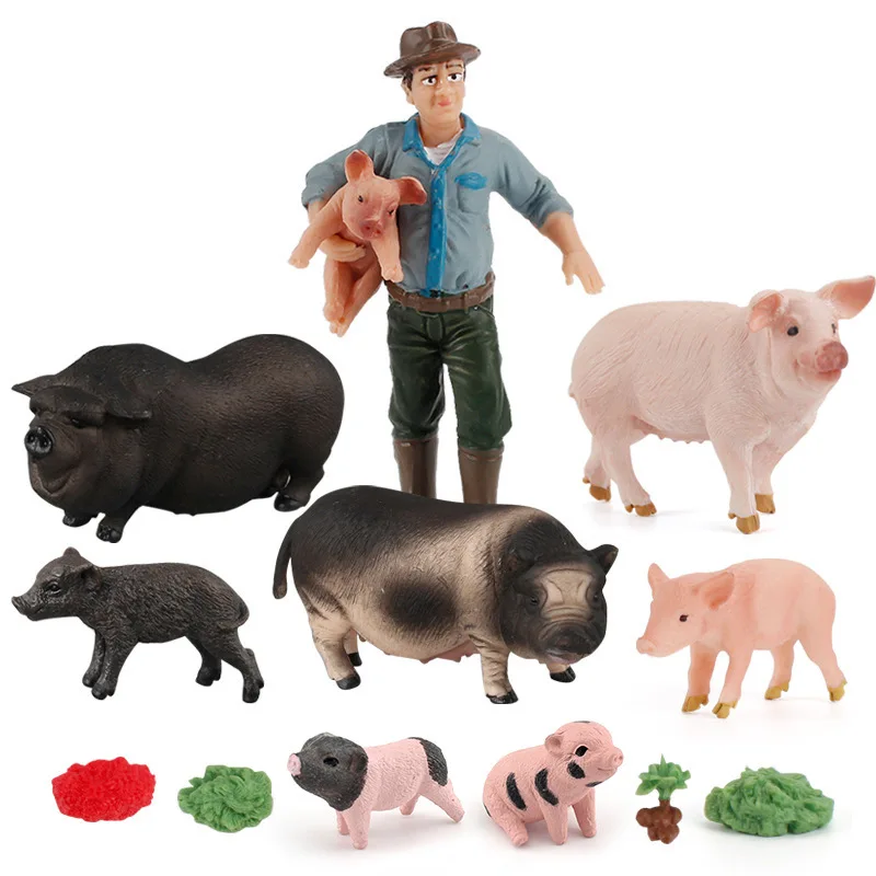 

Экшн-фигурки из ПВХ, Имитация животных, свиньи, рабочая ферма, модели, украшения для детей, развивающие игрушки, украшение для офиса и дома