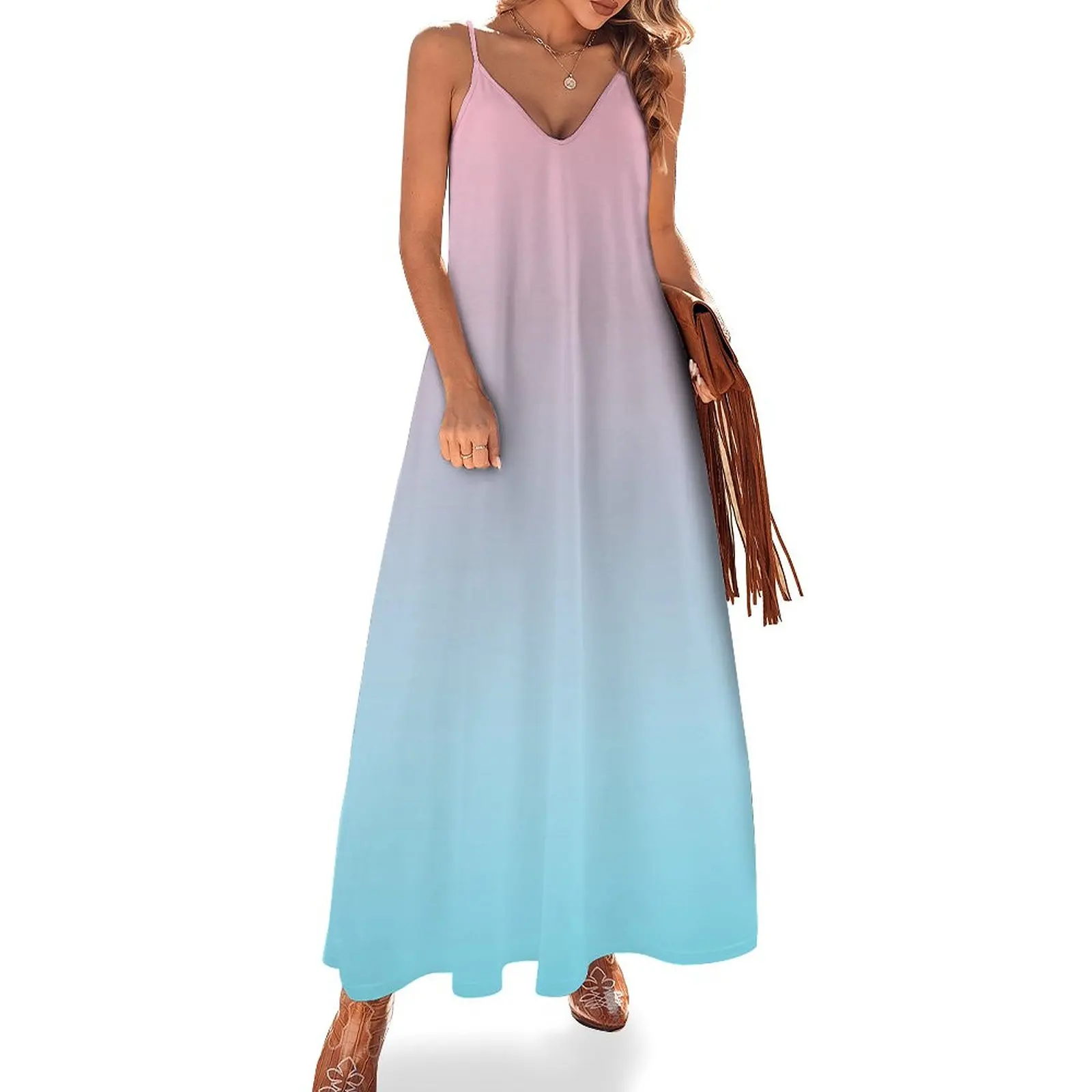 

New Pink Blue Pastel Ombre Gradient Sleeveless Dress summer clothes for women Women's summer dresses