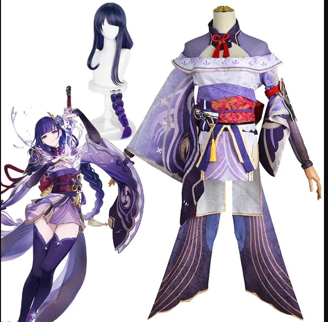 

Anime Game Genshin Impact Beelzebul Raiden Shogun Cosplay Costume Kimono Dress Outfits Halloween Carnival Party Suit