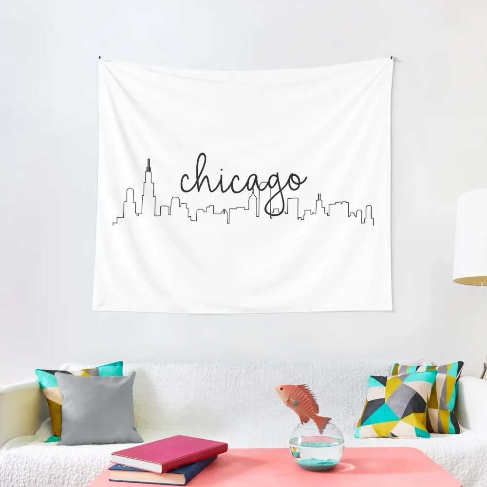 

Chicago Skyline Tapestry Decoration Wall Outdoor Decoration Wallpaper Kawaii Room Decor Tapestry