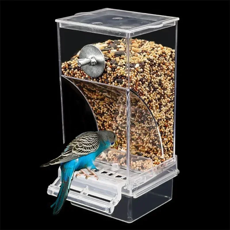 

Feeders Mess Medium No Feeder Automatic Parakeets Drinker Acrylic And Bird Food Small For Parrot Accessories Seed Cage Container