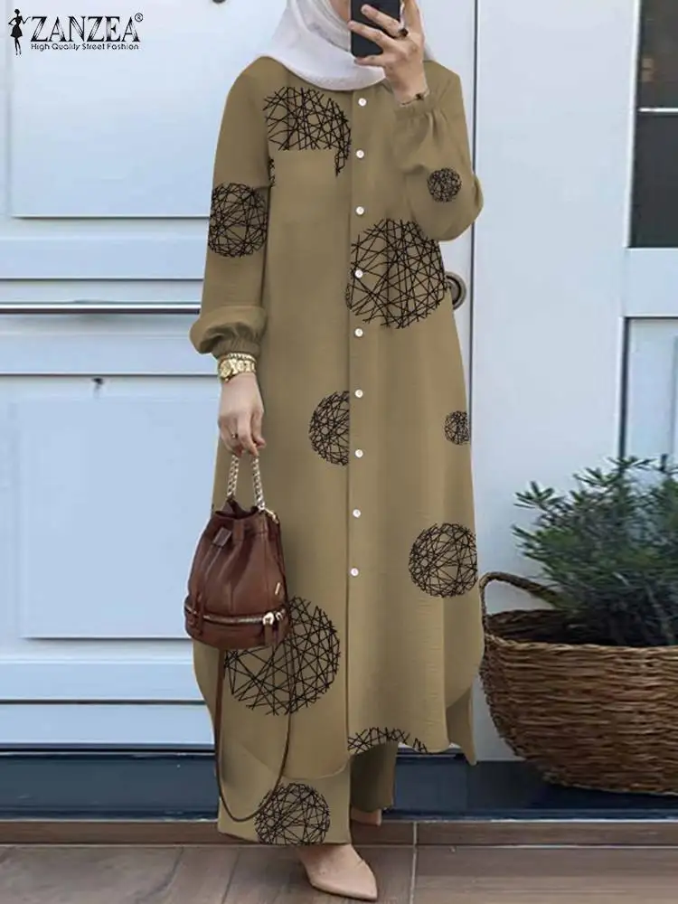 2PCS ZANZEA Women Vintage Floral Printed Muslim Sets Casual Loose Long Sleeve Shirt Pants Sets Dubai Turkey Abaya Trousers Suits
2PCS ZANZEA Women Vintage Floral Printed Muslim Sets Casual Loose Long Sleeve Shirt Pants Sets Dubai Turkey Abaya Trousers Suits