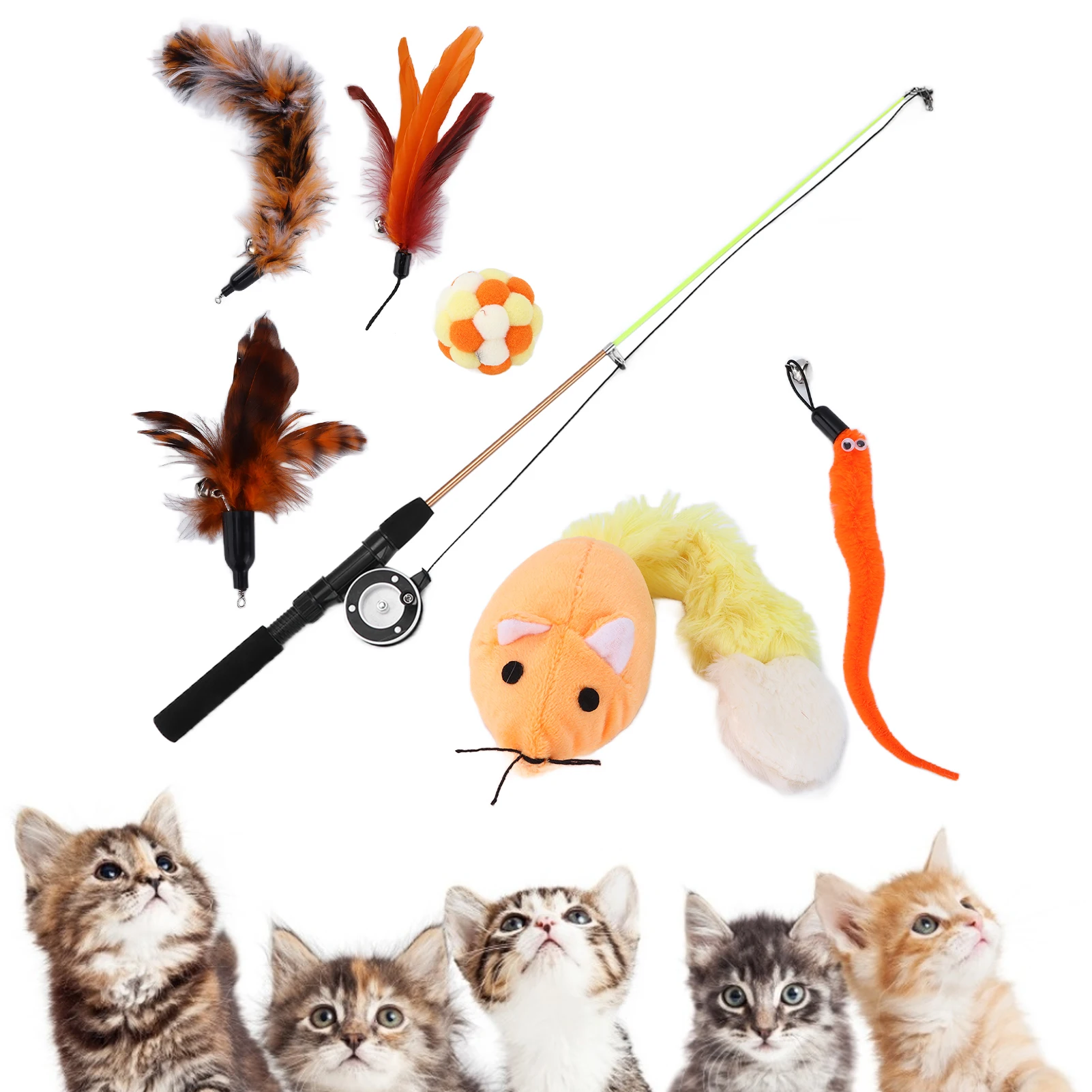 7pcs Cat Stick Toy Set Retractable Fishing Pole With Feather And Bell Cat Wand Toy Pet Supplies
7pcs Cat Stick Toy Set Retractable Fishing Pole With Feather And Bell Cat Wand Toy Pet Supplies