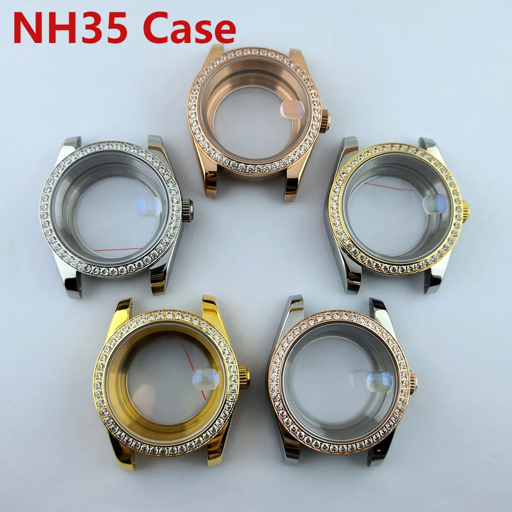 NH35 Case Diamond decorated case NH35 Dial Stainless Case Sapphire Glass Waterproof Watch Fit NH35/NH36 Movement
NH35 Case Diamond decorated case NH35 Dial Stainless Case Sapphire Glass Waterproof Watch Fit NH35/NH36 Movement