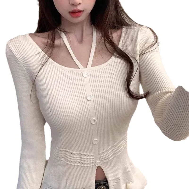 Autumn pure desire wind design feeling long sleeve inside hang neck lotus leaf edge woolen sweater white
Autumn pure desire wind design feeling long sleeve inside hang neck lotus leaf edge woolen sweater white