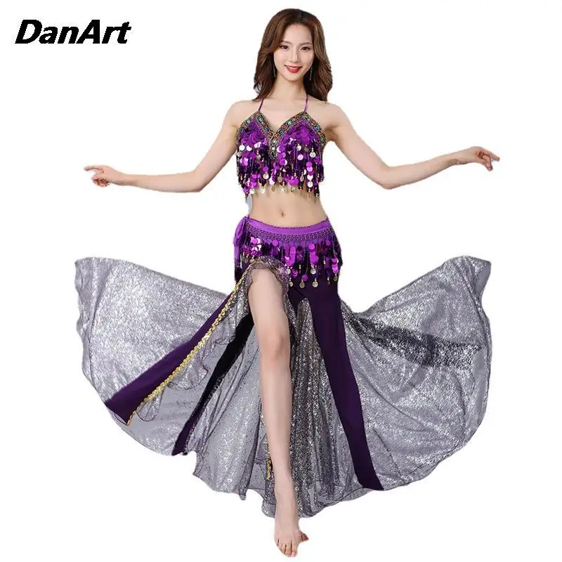 Belly Dance Stage Performance Suit 3PCS Sexy Sequin Tassel Bra Tops+Slit Skirt+Hip Scarf Stage Goddess Suit Dance Practice Suit
Belly Dance Stage Performance Suit 3PCS Sexy Sequin Tassel Bra Tops+Slit Skirt+Hip Scarf Stage Goddess Suit Dance Practice Suit