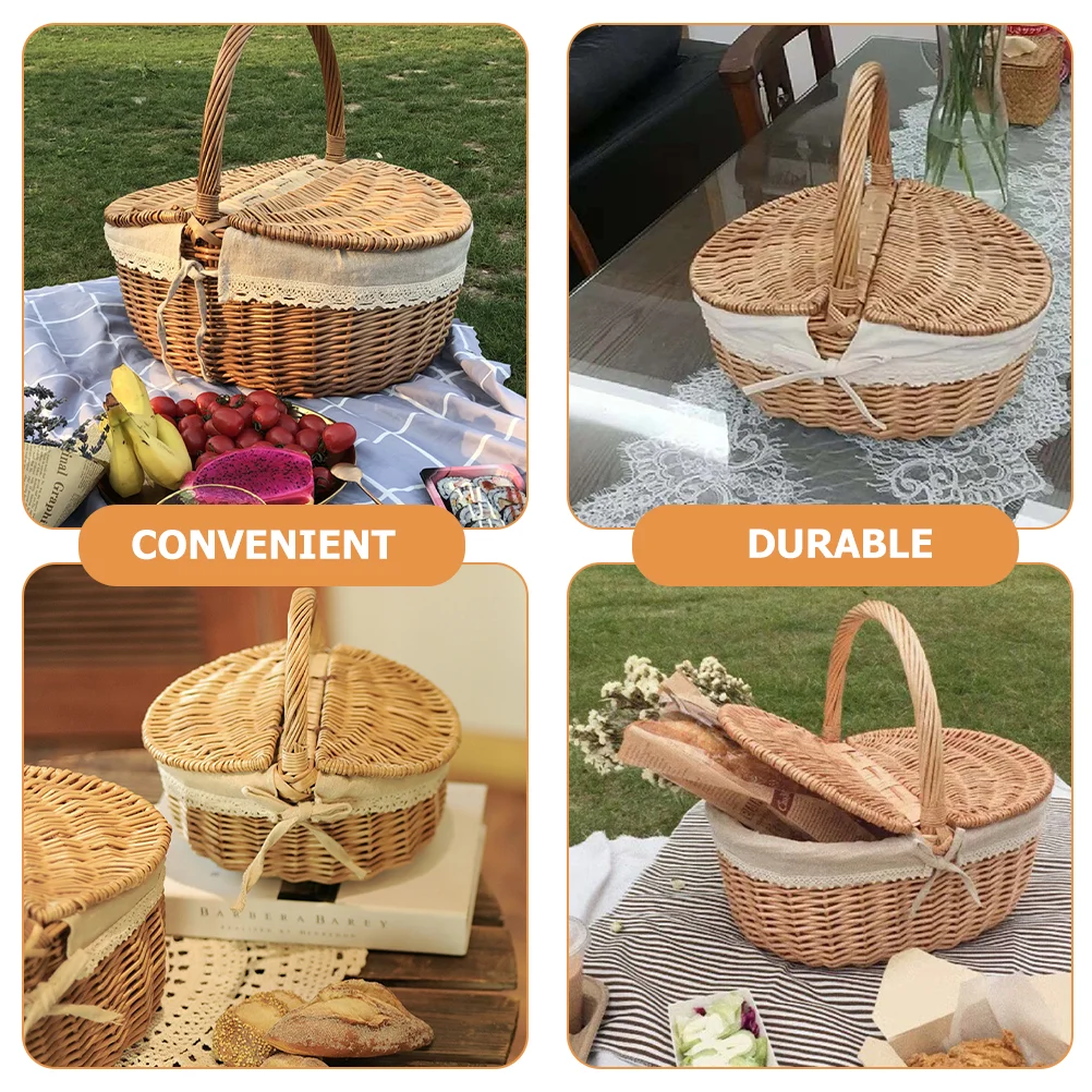 Wicker Storage Basket Multi-function Bread Basket Desktop Picking Basket with Lid
Wicker Storage Basket Multi-function Bread Basket Desktop Picking Basket with Lid