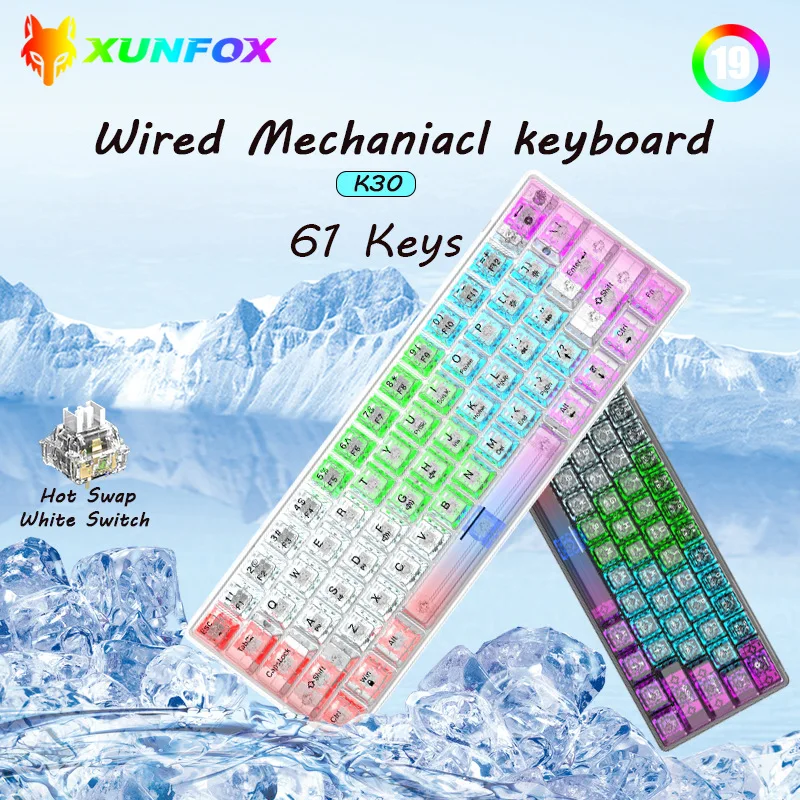 Mechanical Gaming Keyboard Transparent Shell 61 Keys Hot Swap Wired Usb Desktop Laptop Office Home Keyboard
Mechanical Gaming Keyboard Transparent Shell 61 Keys Hot Swap Wired Usb Desktop Laptop Office Home Keyboard