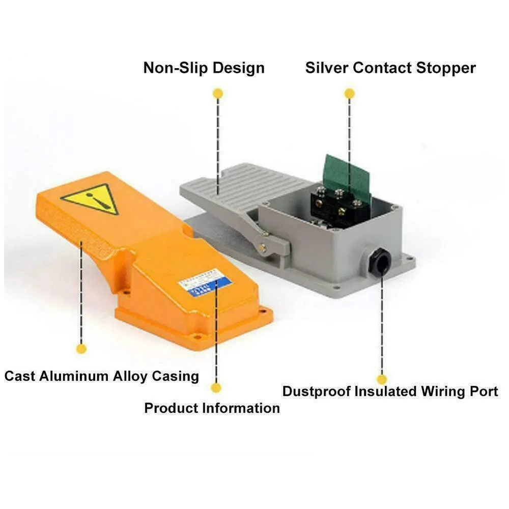 Heavy Duty LT4 Foot Switch Pedal Cast Aluminum 15A SPDT Self-reset Power Controller With Protective Cover AC380V DC220V
Heavy Duty LT4 Foot Switch Pedal Cast Aluminum 15A SPDT Self-reset Power Controller With Protective Cover AC380V DC220V