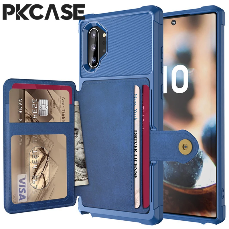 

PKCASE Magnetic Wallet Leather Phone Case For Samsung Note 9 10 Plus Shockproof Card Slot Cover For Galaxy S10 S9 Plus S10E