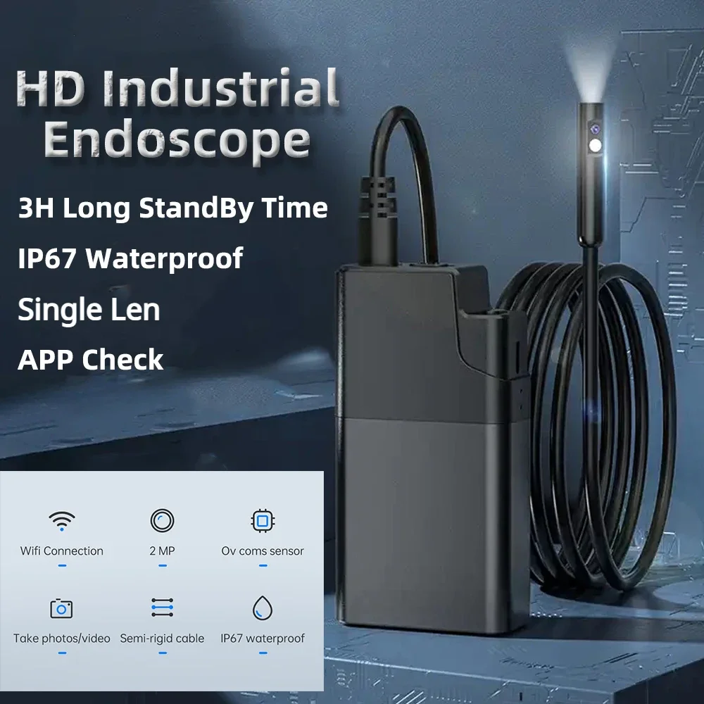 WIFI Industrial Endoscope HD Video Borescope 8mm HD 2560*1440P Single lens Wireless Camera System Portable USB IP67 Waterproof
WIFI Industrial Endoscope HD Video Borescope 8mm HD 2560*1440P Single lens Wireless Camera System Portable USB IP67 Waterproof