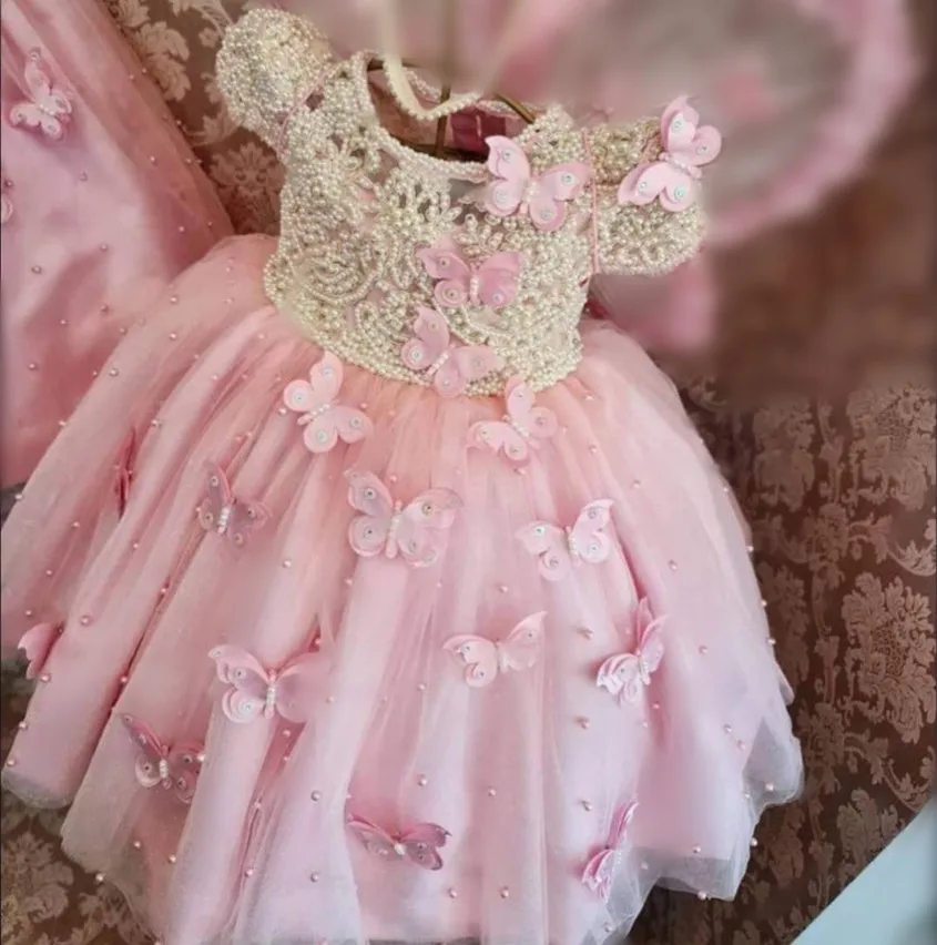 Luxury Pearls Beading Pink Flower Girl Dresses Long Length Cap Sleeve Infant Baby Girl Birthday Dress Party Gown
Luxury Pearls Beading Pink Flower Girl Dresses Long Length Cap Sleeve Infant Baby Girl Birthday Dress Party Gown