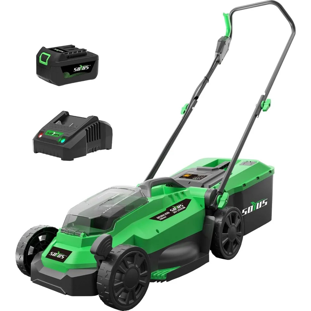 

SOYUS Electric Lawn Mower Cordless, 13 Inch 20V Lawn Mowers with Brushless Motor, 5-Position Height Adjustment, 4.0Ah Battery